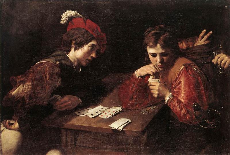 VALENTIN DE BOULOGNE Card-sharpers at Norge oil painting art
